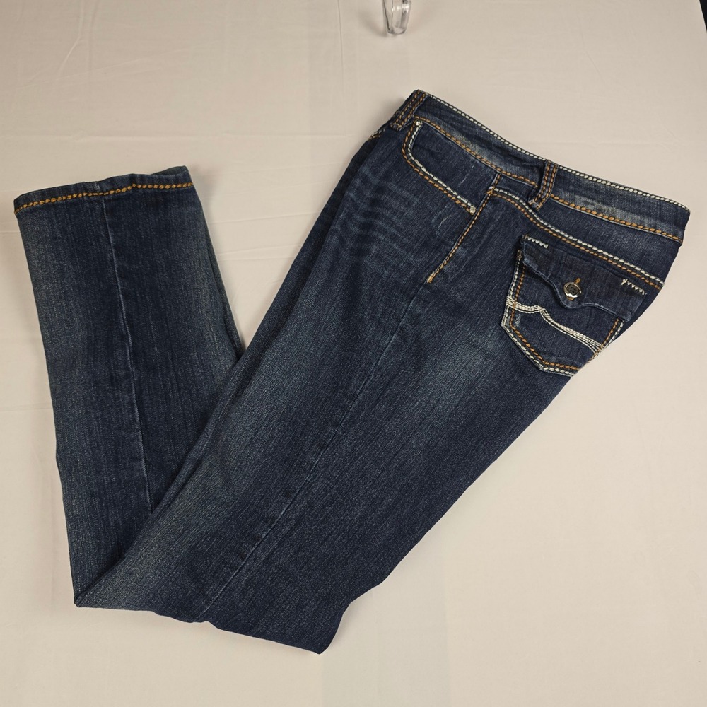 Buffalo Jeans Womens 32(12)x33 Straight Leg Dark Wash Thick Stitch Denim